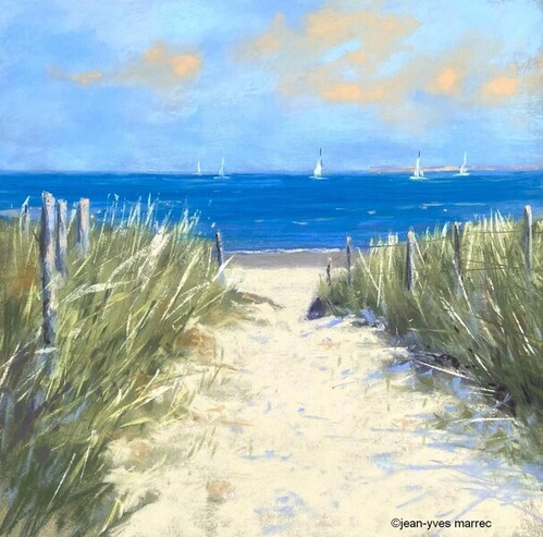 "La r&eacute;gate" pastel sec 26x26 cm ( encadr&eacute; 40x40 cm)