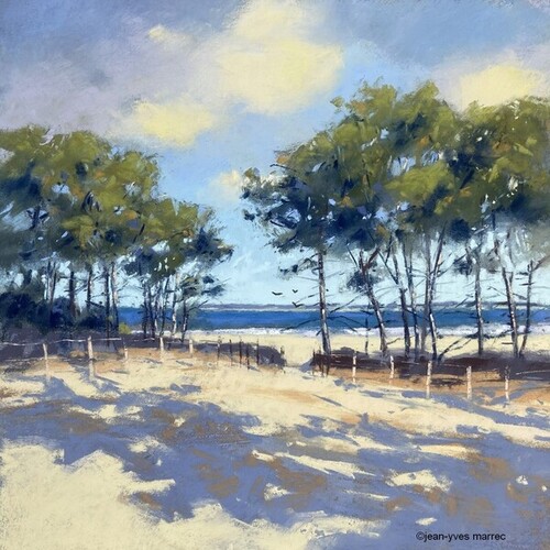 "Une belle journ&eacute;e" pastel sec 26x26 cm (encadr&eacute; 40x40 cm) Disponible &agrave; la galerie Signatures