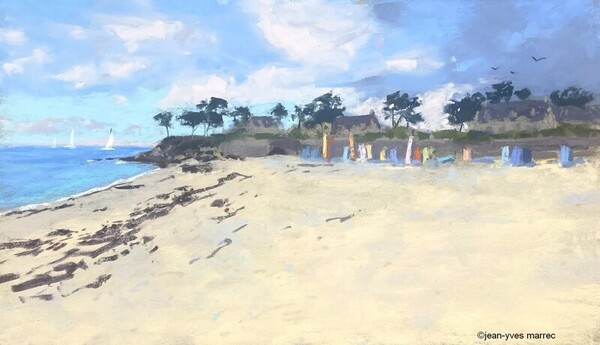 "Beg Meil un matin d'&eacute;t&eacute;" pastel sec 36x21cm (encadr&eacute; 49x34cm)