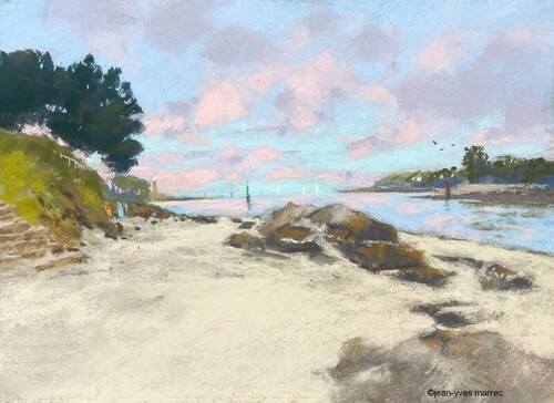"Un matin serein" pastel sec 36x26 cm (encdré 50x40 cm) Disponible à la galerie Signatures