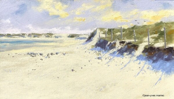 "Vers Pors carn un soir" pastel sec  36x21 cm (encadr&eacute; 49x34 cm)