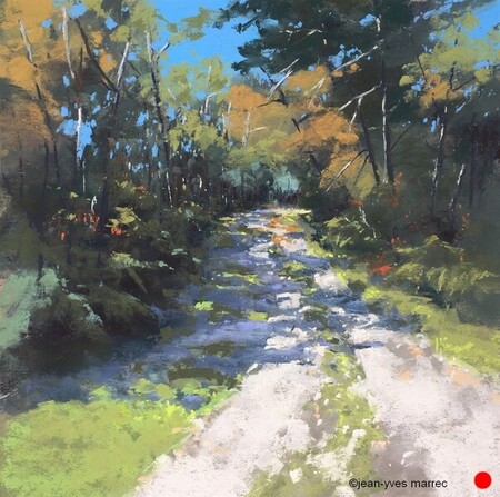 "Le chemin de campagne" pastel sec 35x35 cm  VENDU