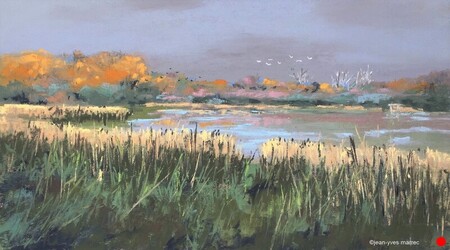 "Un automne dans la Brenne"  pastel sec 46x26 cm  VENDU