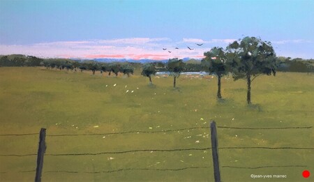 "Le jour se lève sur la Brenne" pastel sec 36x21 cm   VENDU