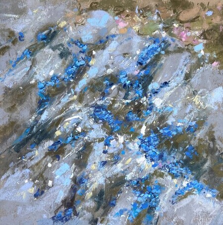 "Abstraction marine" pastel sec 22x22 cm (35x35 cm)  Disponible à la galerie Les Funambules