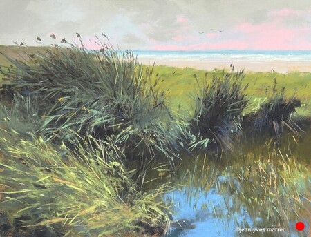 "Les graminées face au vent" pastel sec 44x34 cm  VENDU