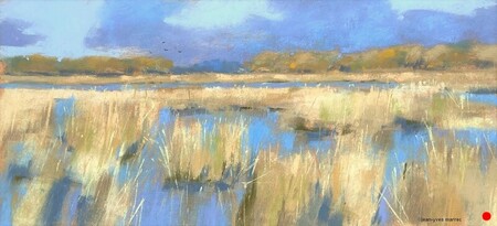 "Le calme des marais" pastel sec 38x18 cm   VENDU