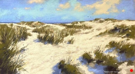 Dunes" pastel sec 46x26 cm (encadr&eacute; 60x40 cm)  VENDU