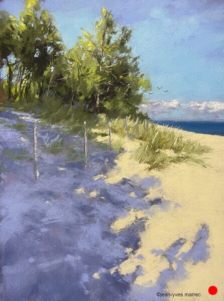 "La plage de Trousse Chemise sur R&eacute;" pastel sec 26x36 cm VENDU