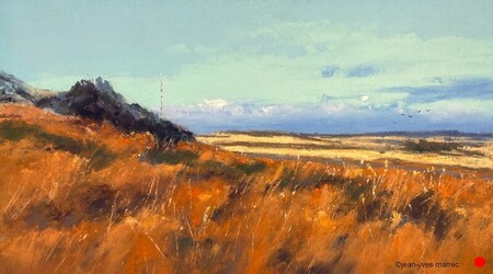"Les Monts d'Arrée flamboyants" pastel sec 46x26 cm  VENDU