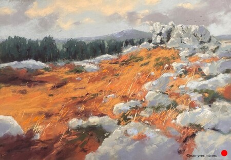 "Janvier dans les Monts d'Arr&eacute;e" pastel sec   VENDU