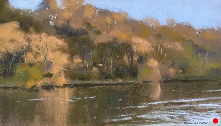 "Au bord du canal" pastel sec 36x21 cm VENDU