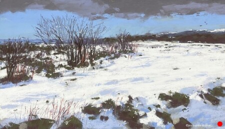 "Le Monts d'Arr&eacute;e enneig&eacute;s" pastel sec 46x26 cm  VENDU