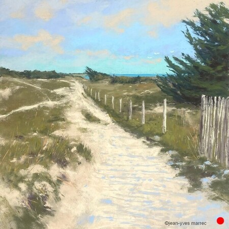"Le chemin des dunes, Ré" pastel sec 36x26 cm  VENDU