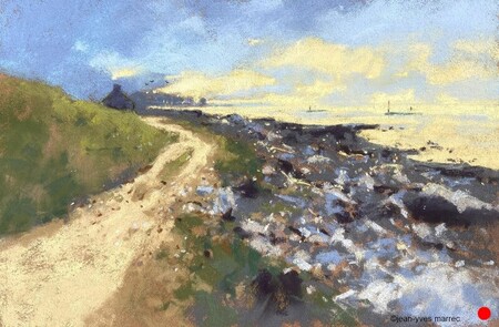 "Le corps de garde un matin" pastel sec 31x21 cm  VENDU