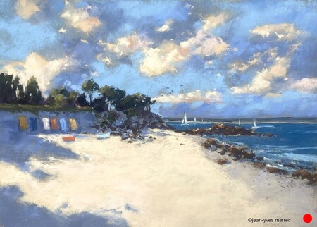 "Lumi&egrave;re sur la plage" pastel sec 36x26 cm   VENDU