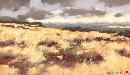 "Air vivifiant aux Monts d'Arr&eacute;e" pastel sec 46x26 cm  VENDU
