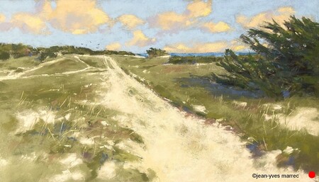 "Les dunes hors saison" pastel sec 46x26 cm  VENDU