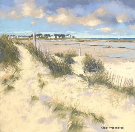 "Pors Carn paisible" pastel sec 35x35 cm (encadr&eacute; 50x50 cm) Disponible &agrave; la galerie Signatures