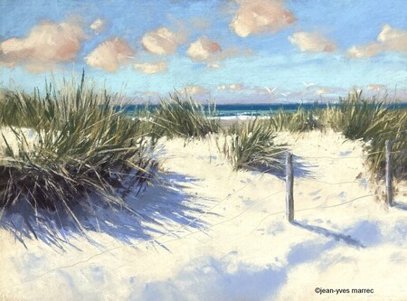 "Paysage iod&eacute;" pastel sec 36x26 cm (encadr&eacute; 50x40 cm) Disponible &agrave; mon atelier