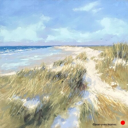 "S&eacute;r&eacute;nit&eacute; devant l'oc&eacute;an" pastel sec 35x35 cm  VENDU