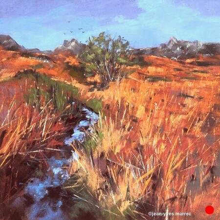 "Les pierres ruissellantes" pastel sec 26x26 cm   VENDU