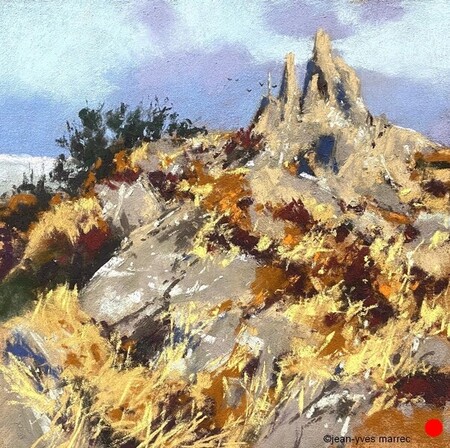 Froid sur Roc'h Trévézel" pastel sec 26x26 cm   VENDU