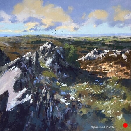 "Monts d'Arrée majestueux" pastel sec 35x35 cm   VENDU