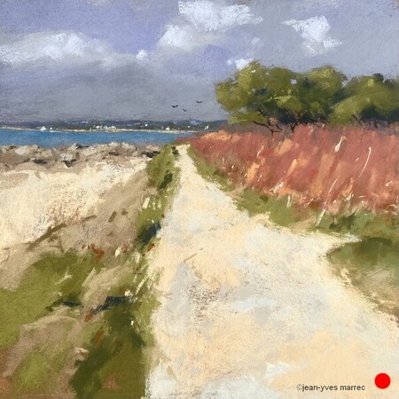 "Balade côtière" pastel sec 26x26 cm  VENDU