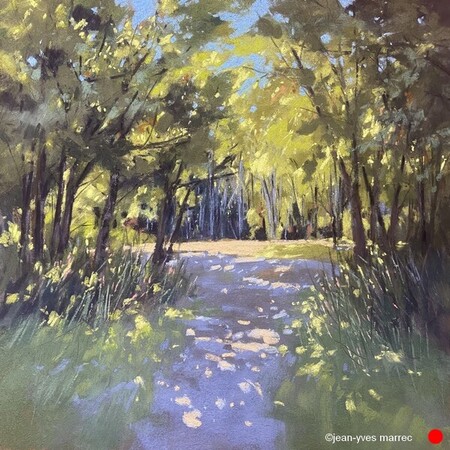 "Forêt ensoleillée" pastel sec 44x44 cm  VENDU