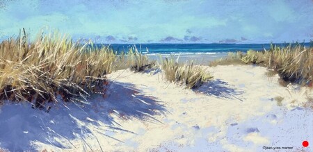 "Paisible devant l'océan" pastel sec 38x18 cm   VENDU