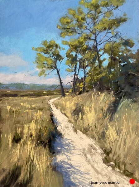 "La réserve des Prés Salés d'Arès" pastel sec 26x36 cm  VENDU