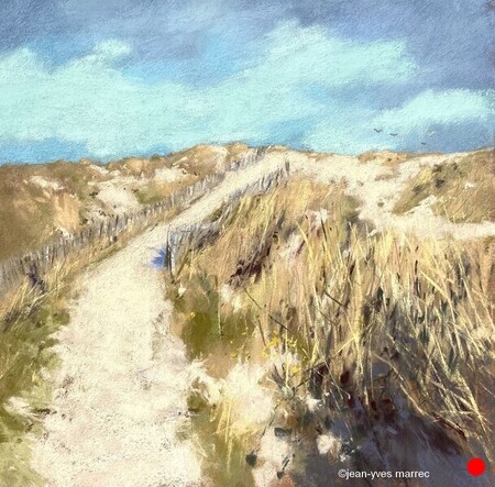 "De la dune à l'océan" pastel sec 35x35 cm   VENDU