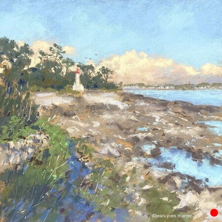 "Fin de journ&eacute;e sereine" pastel sec 26x26 cm   VENDU