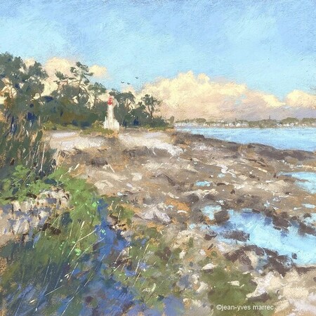 "Fin de journ&eacute;e sereine" pastel sec 26x26 cm (encadr&eacute; 40x40 cm)  Disponible &agrave;  la galerie La Corne au Fer