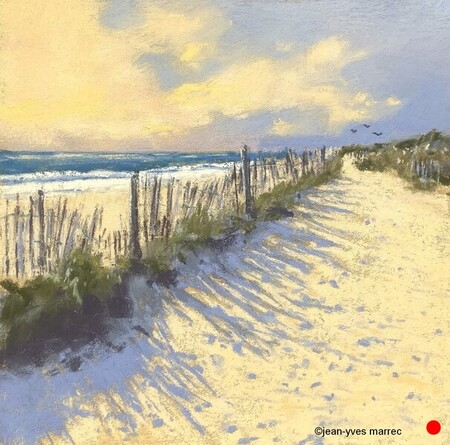 "L'ombre des ganivelles" pastel sec 22x22 cm  VENDU