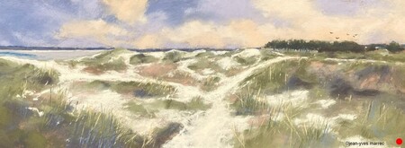 "Dans les dunes je r&ecirc;ve !" pastel sec 49x18 cm  VENDU