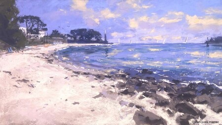 "Juillet l'&eacute;t&eacute; est l&agrave; !" pastel sec 46x26 cm (encadr&eacute; 60x40 cm) disponible &agrave; la galerie Signatures