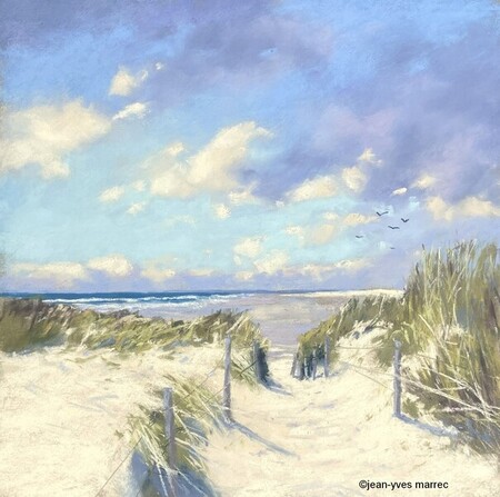 "Tout pour &eacute;tre heureux" pastel sec 35x35 cm (encadr&eacute; 50x50 cm ) Disponible &agrave;  la galerie La Corne au Fer