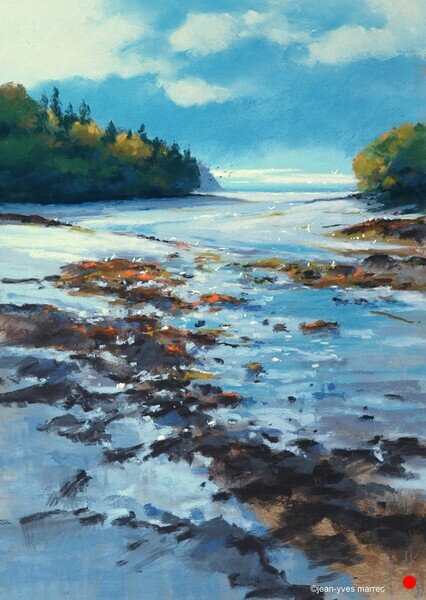 "L'Anse Saint-Laurent, Concarneau" pastel sec 34x49 cm  VENDU